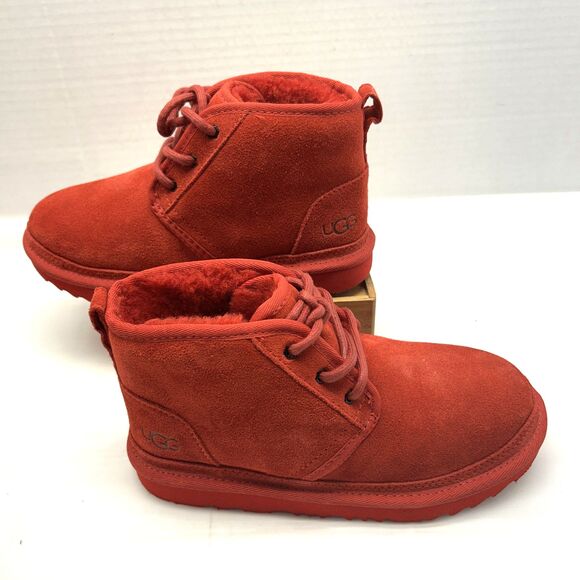 UGG Authentic Neumel II Boot Red Suede Plush Interior Size 3 BIG Girls NEW - Picture 3 of 8